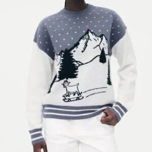 NAADAM 100% Cashmere Scenic Goat Crewneck Sweater Slate Blue - Medium